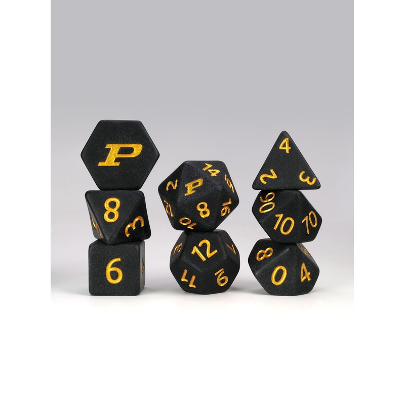 Purdue University 8pc Dice Set Inked in Gold