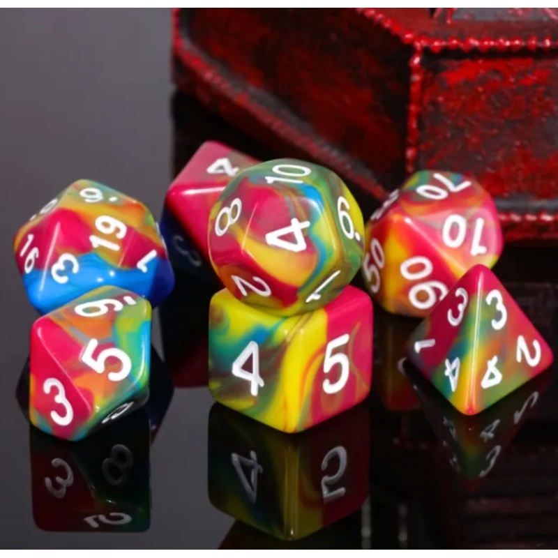 Rock Candy 7pc Dice Set inked in White