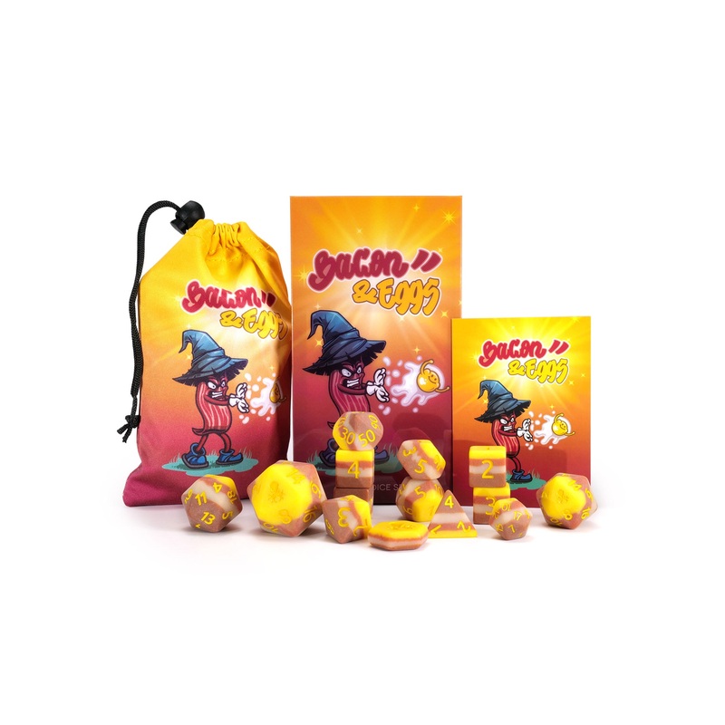 Bacon and Eggs 14pc Dice Bundle Inked in Yellow