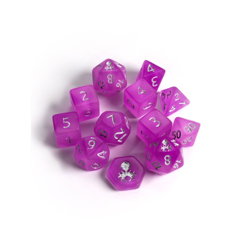 Feytfull Raspberry Glow in the Dark Mini 12pc Dice Set