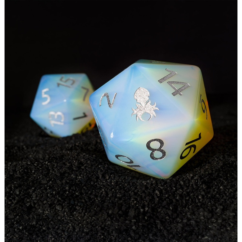 40mm Opalite Semi-Precious Single D20 with Kraken Logo