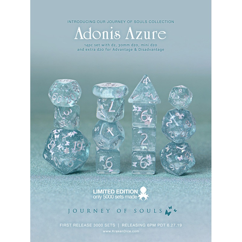Adonis Azure 14pc Limited Edition Dice Set