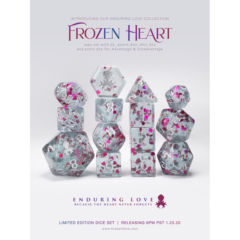 Frozen Heart - Blue with Red Hearts 14pc Limited Edition Dice Set