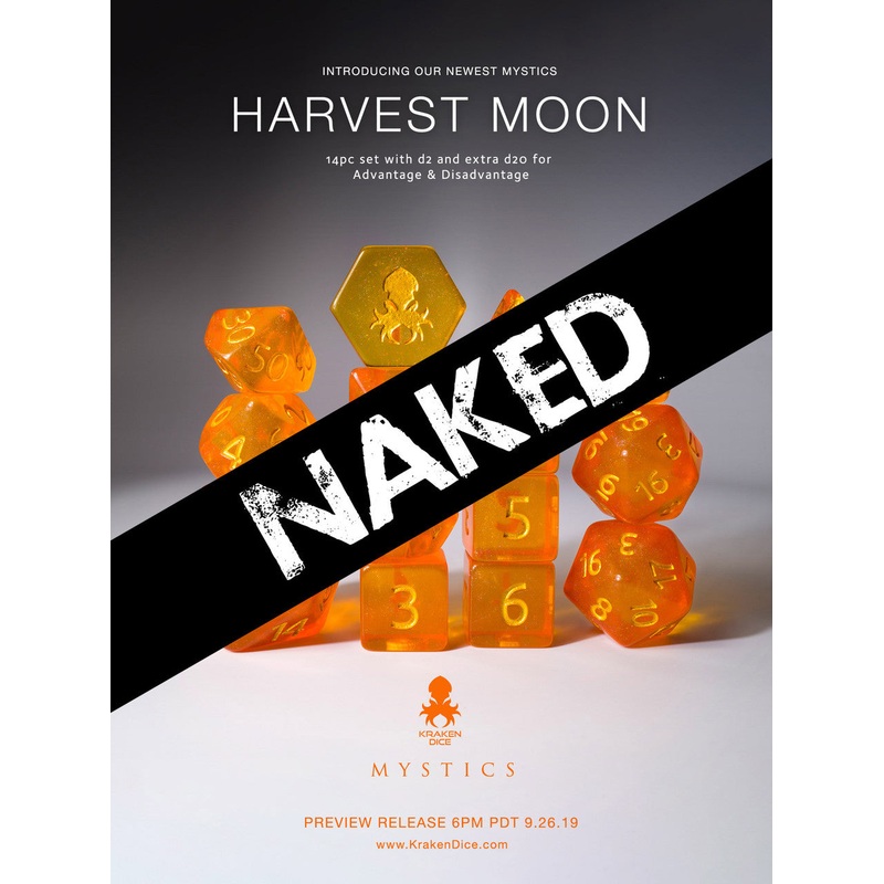 Harvest Moon 14pc Naked Dice Set With Kraken Logo