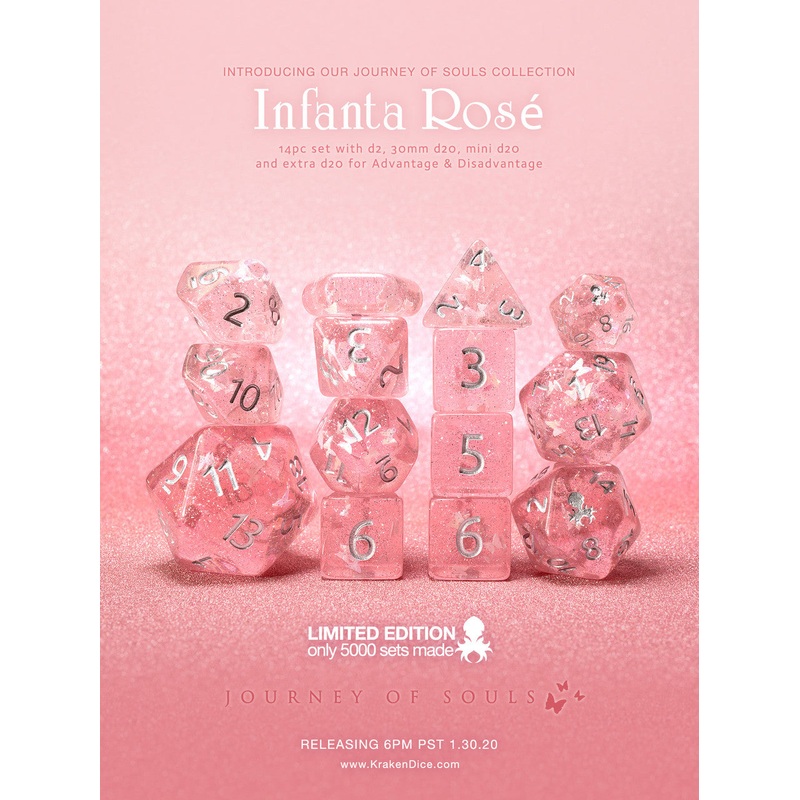 Infanta Rosa 14pc Limited Edition Dice Set