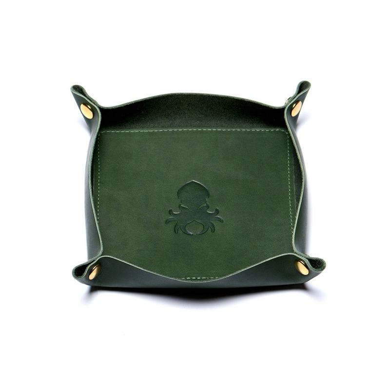 Leather Dice Tray In Forest Green