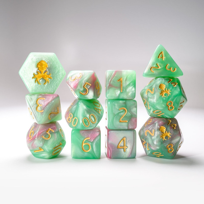 Miami Dice 12pc RPG Dice Set with Gold Ink