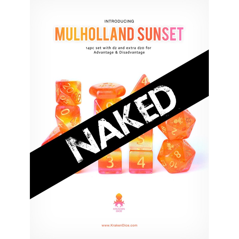 Naked Mulholland Sunset 14pc Dice Set without Ink