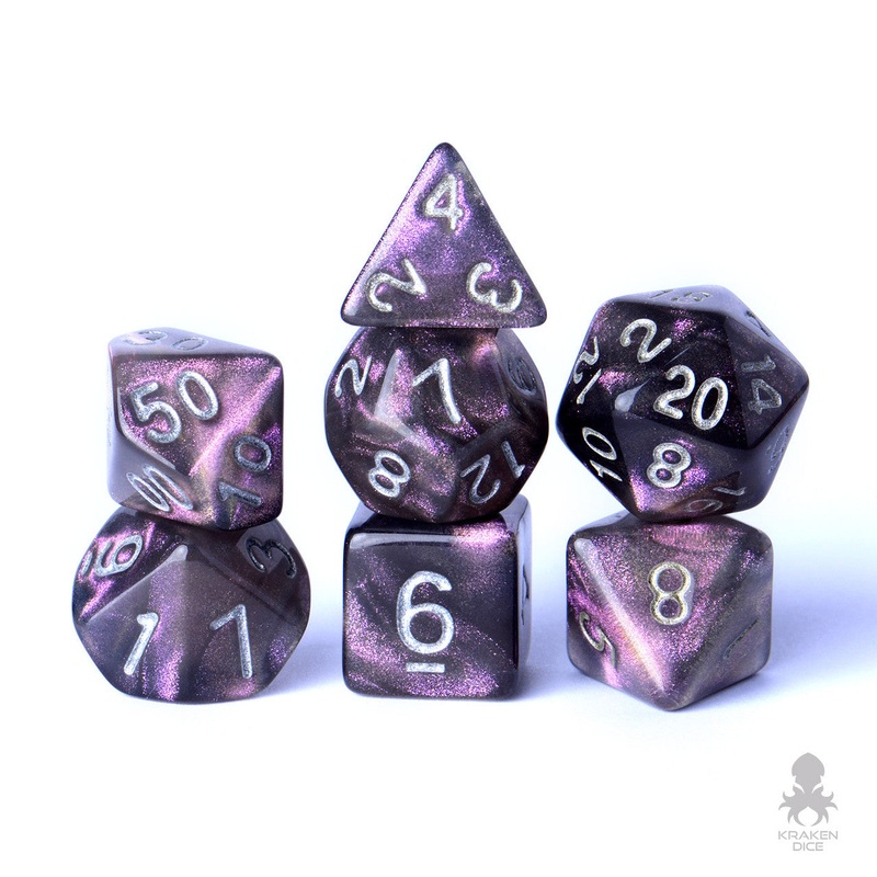 Smokey Pink Boreal 7pc Polyhedral Dice Set