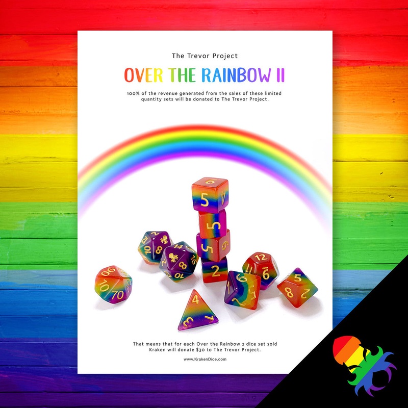 The Trevor Project Over The Rainbow II 11pc Dice Set