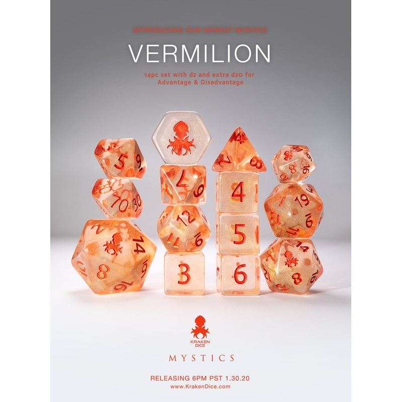 Vermilion 14pc Red Ink Dice Set