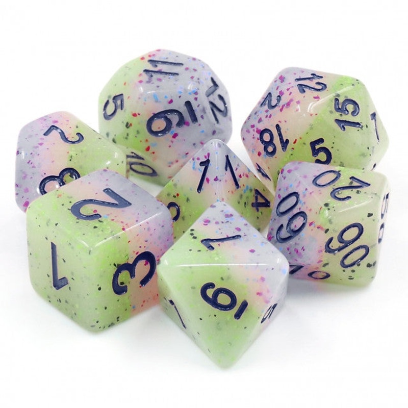 Witch's Robe Blue Ink 7pc Particles Polyhedral Dice Set