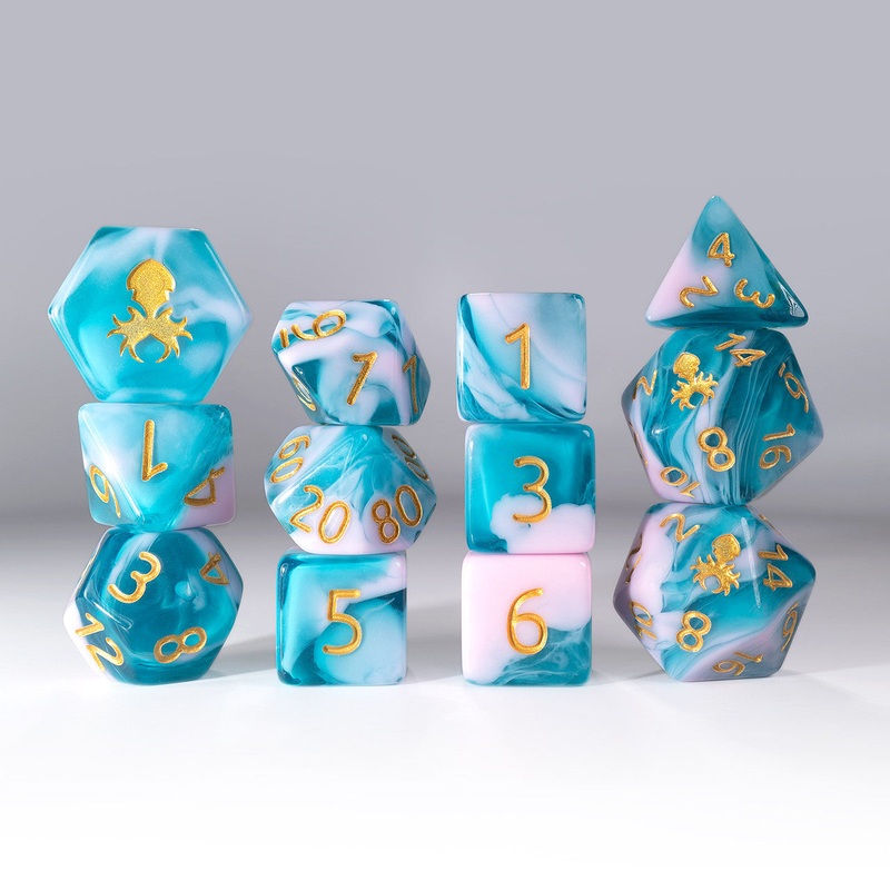 12pc  Gummi Blue Raspberry Smoothie Polyhedral Dice Set