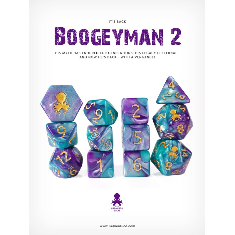BoogeyMan 2 12pc RPG Dice Set with Gold Ink
