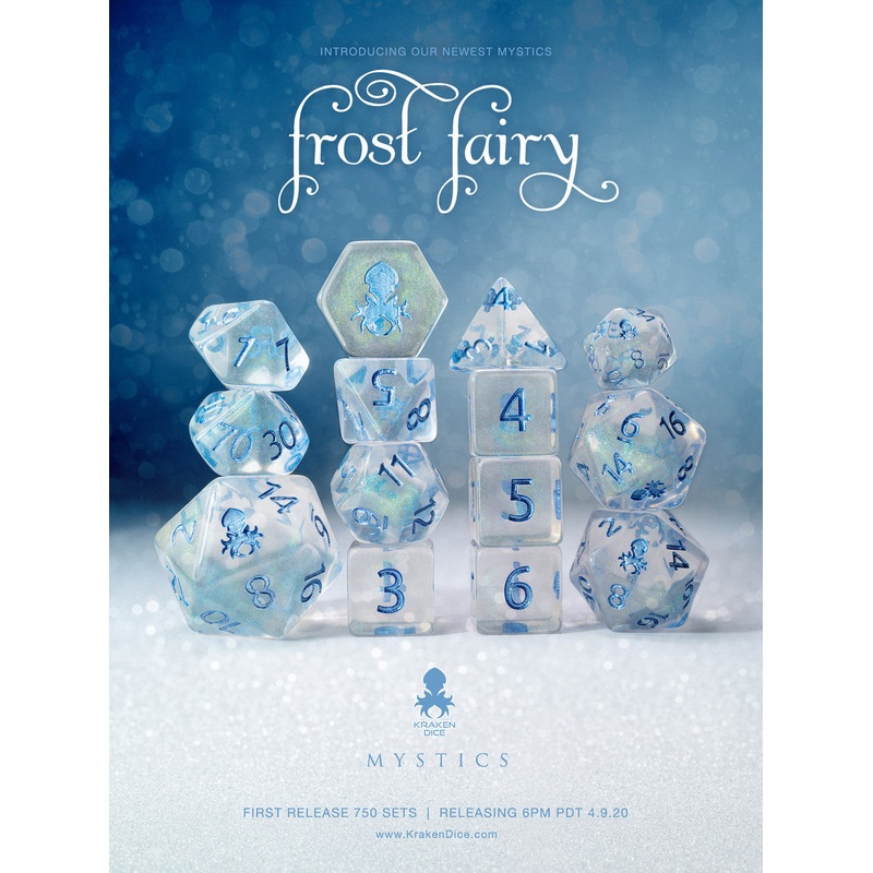 Frost Fairy Blue Shimmer 14pc Metallic Blue Ink Dice Set