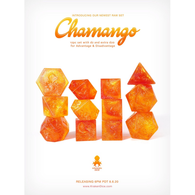 Kraken's RAW Chamango Rock Candy 12pc Polyhedral Dice Set