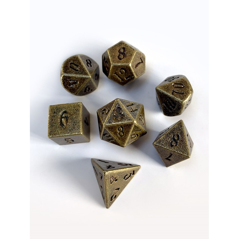 Mini Rite of Brass 10mm Metal Dice Set for RPGS