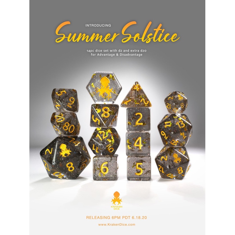 Summer Solstice 14pc Gold Ink Dice Set