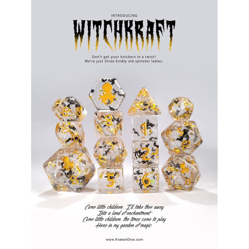 WitchKraft Gold Ink 14pc Limited Edition Dice Set
