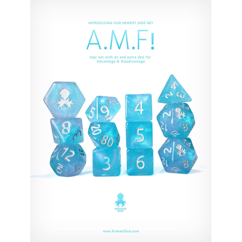 A.M.F! 12pc Glitter RPG Dice Set
