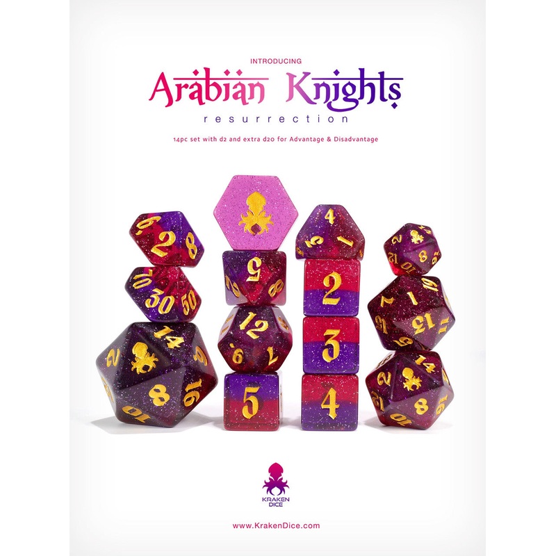 Arabian Knights: Resurrection 14pc TTRPG Dice Set
