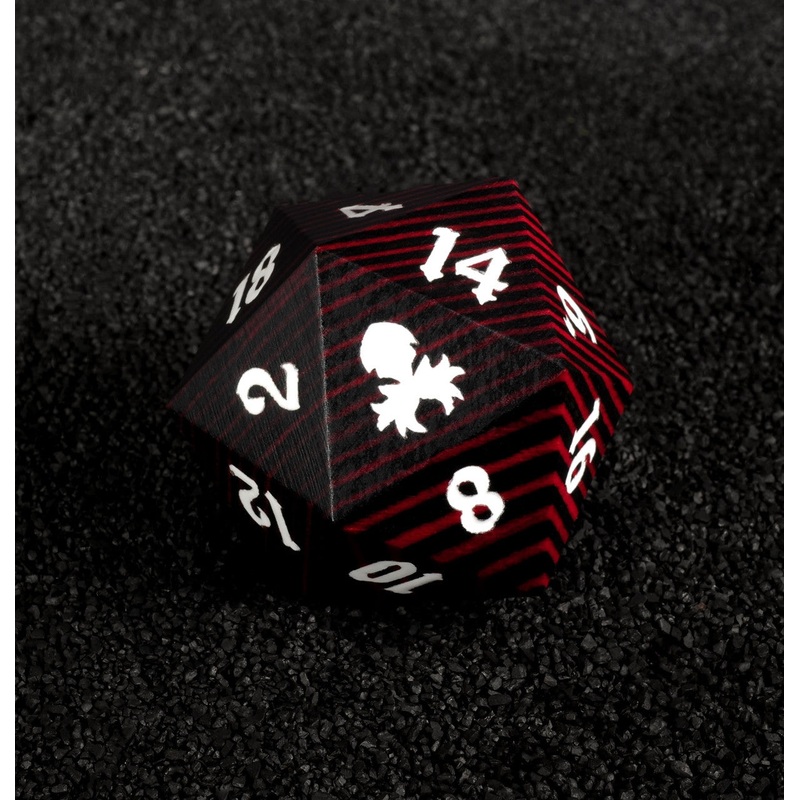 Black and Red 30mm Wooden D20