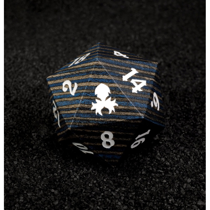 Blue and Black  30mm Wooden D20