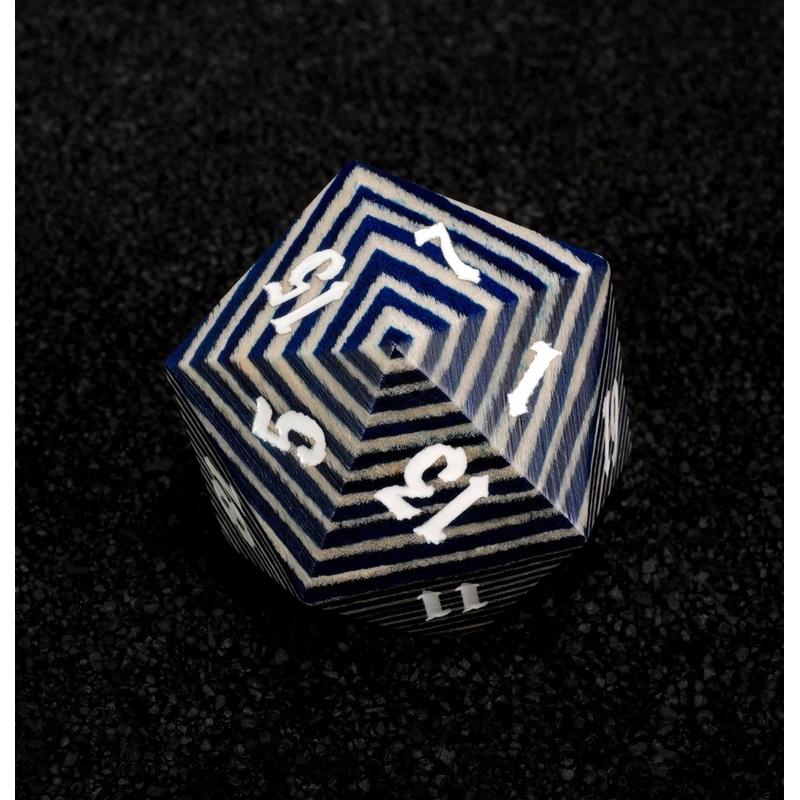 Blue and Gray 30mm Wooden D20