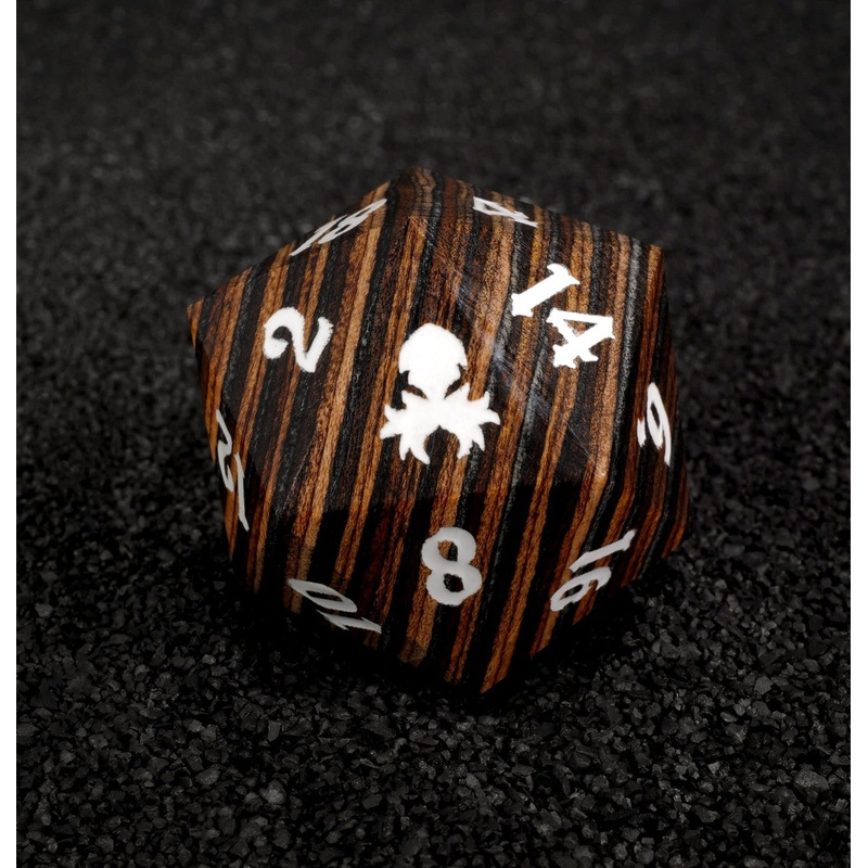 Dark Colored 30mm Wooden D20
