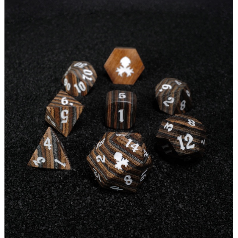Dark Colored 8pc Wooden Dice set