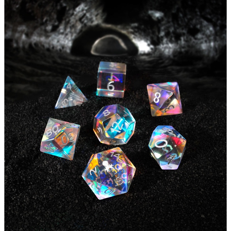 Dichroic Glass Semi-precious Gemstone Dice Set