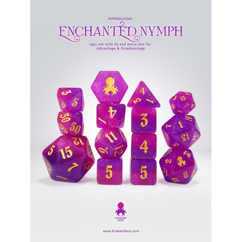 Enchanted Nymph 14pc - Limited Run - Gold Ink Dice Set