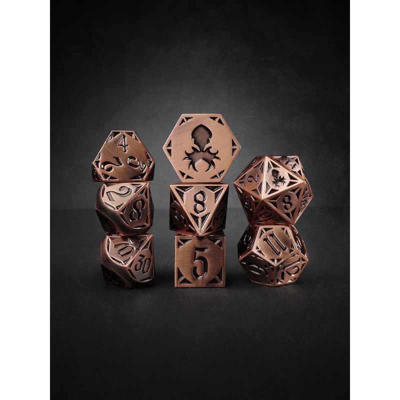 Fullmetal Gothik Copper 8pc TTRPG Dice Set