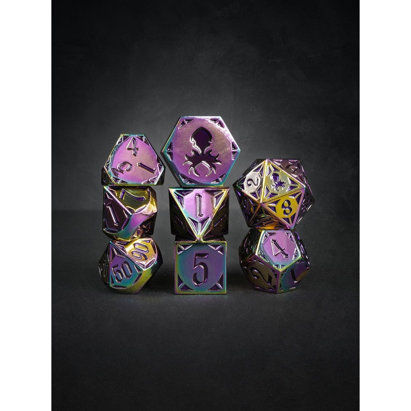 Fullmetal Gothik Forge 8pc Purple Enamel TTRPG Dice Set