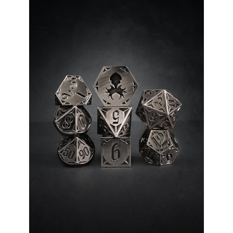 Fullmetal Gothik Steel 8pc TTRPG Dice Set