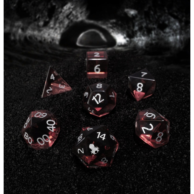 Garnet Glass Semi-precious Gemstone Dice Set