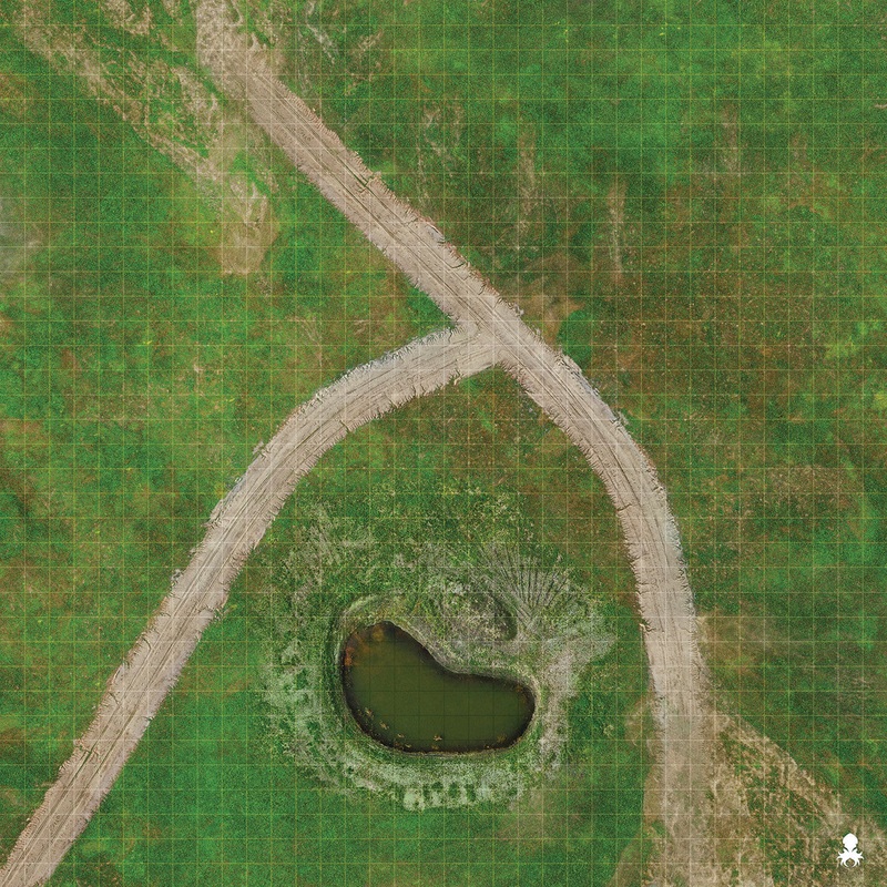 Kraken Dice RPG Encounter Map Quick Mat- Grassy Field 36"x36"