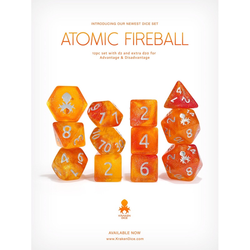 Kraken's Atomic Fireball 12pc Polyhedral Dice Set