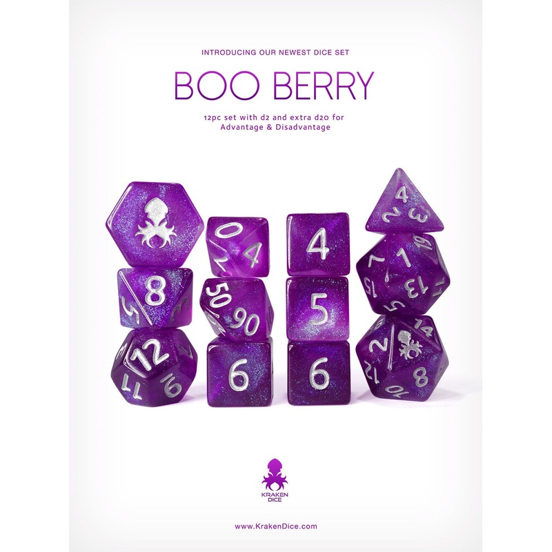 Kraken's Boo Berry 12pc Polyhedral Dice Set