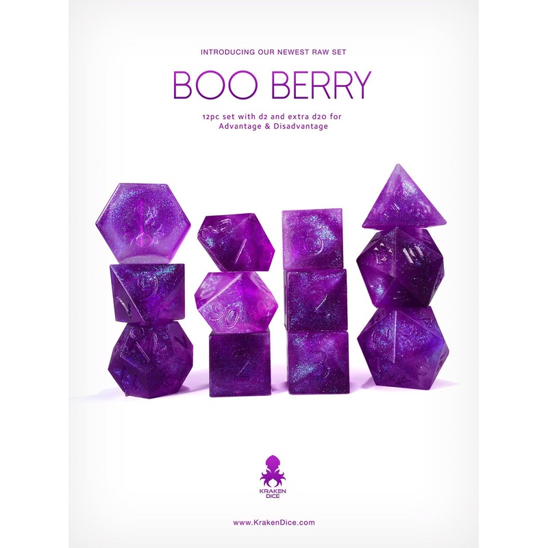 Kraken's RAW Boo Berry 12pc Polyhedral Dice Set