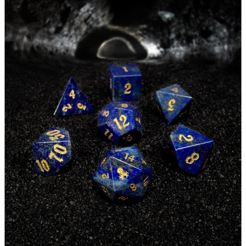 Lapis Lazuli Semi-precious Gemstone 7pc Dice Set