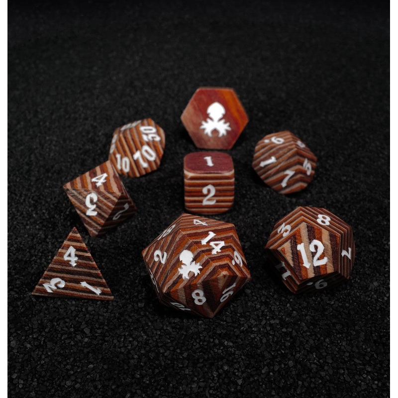 Light Colored 8pc Wooden Dice set