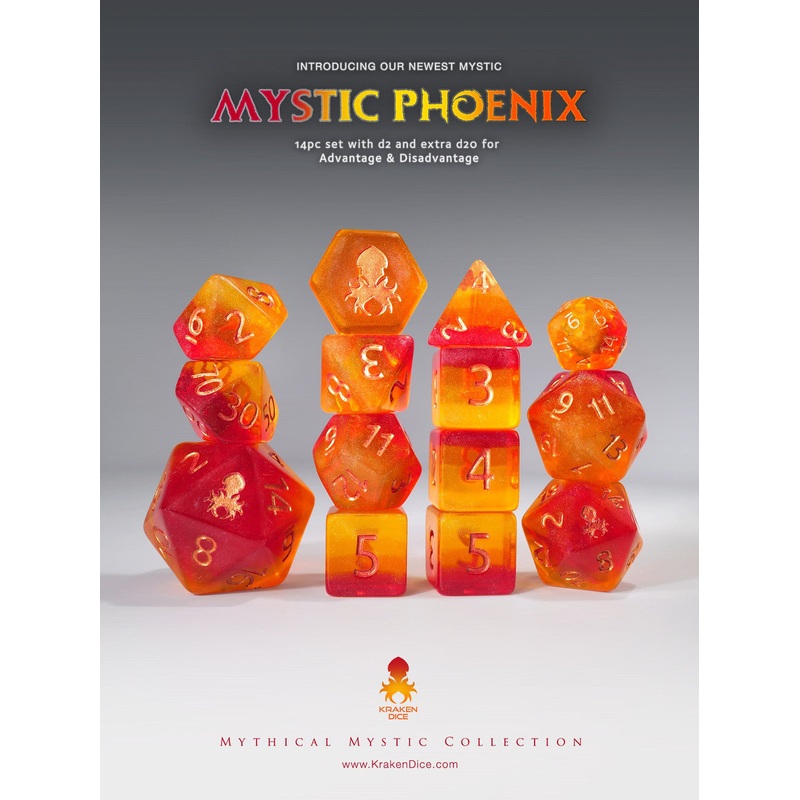 Mystic Phoenix 14pc - Limited Run - Copper Ink Dice Set