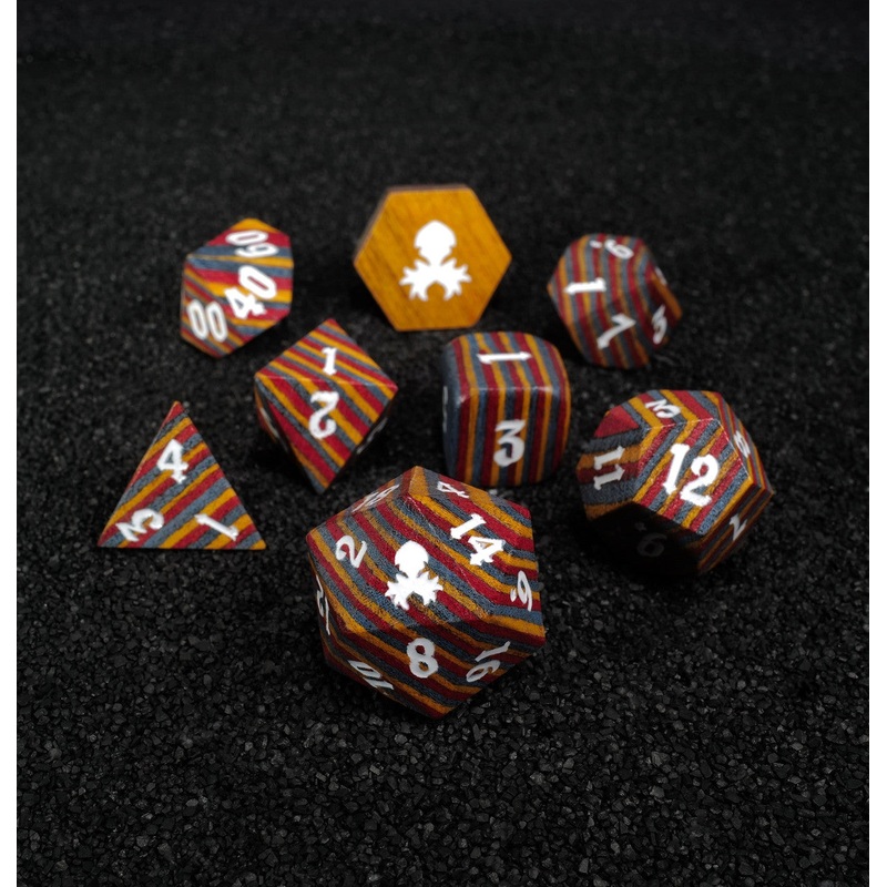 Rainbow 8pc Wooden Dice set