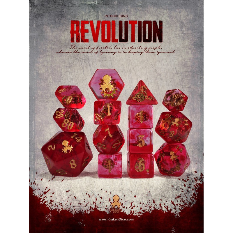 Revolution 14pc Brass Ink Dice Set