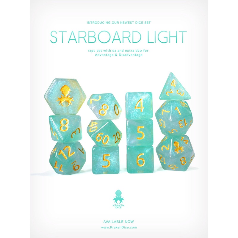 Starboard Light 12pc Glitter RPG Dice Set