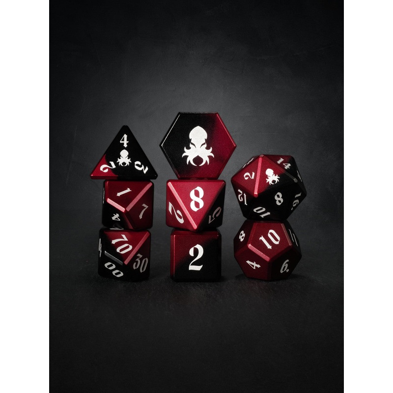 Vulcan: Blood Knight 8pc Black and Red Precision Aluminum Dice Set