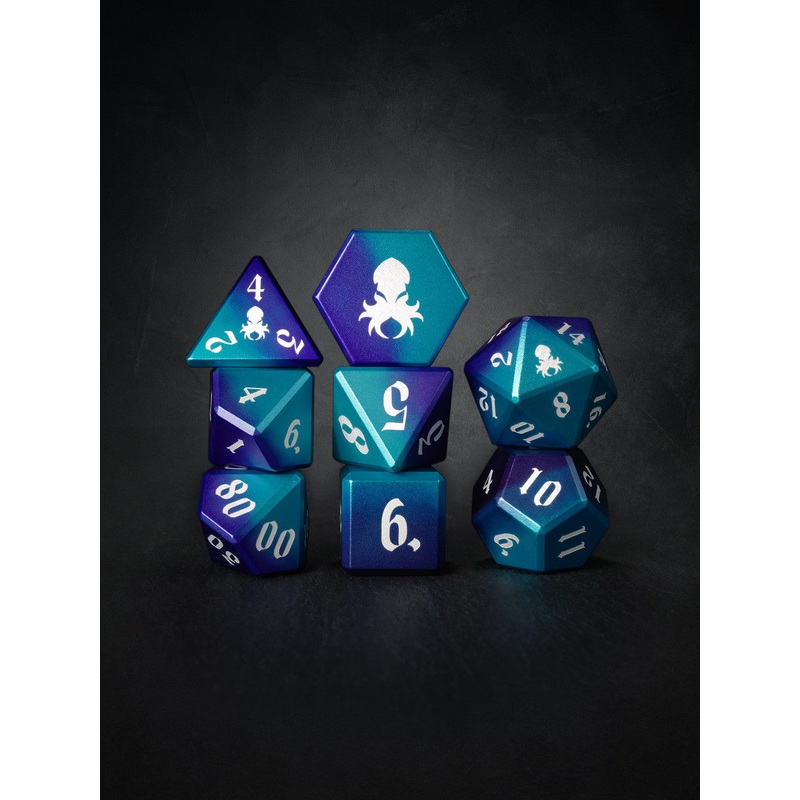 Vulcan: Dragon Knight 8pc Blue and Purple Precision Aluminum Dice Set