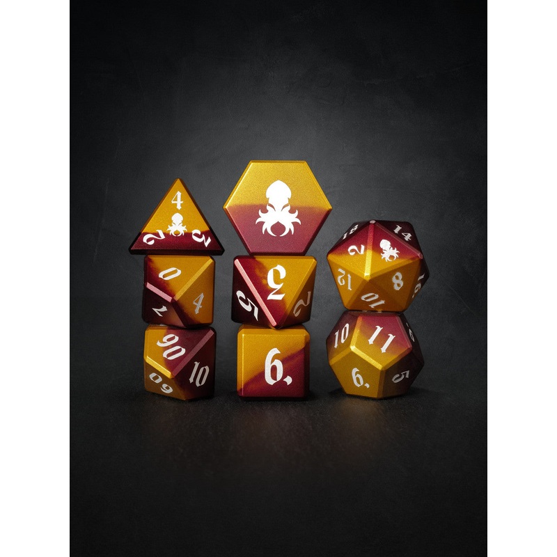 Vulcan: Rust Knight 8pc Orange and Red Precision Aluminum Dice Set