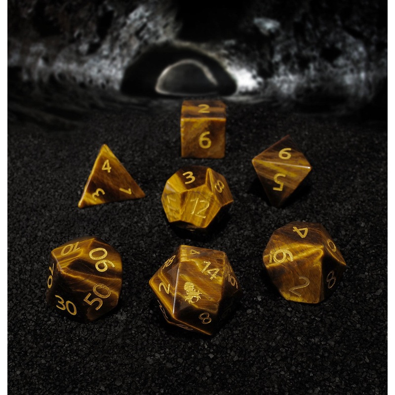 Yellow Tiger Eye Semi-precious Gemstone Dice Set
